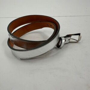Crumrine Womens Vintage Silver Leather Belt Size 30 Western Engraved Rodeo Style